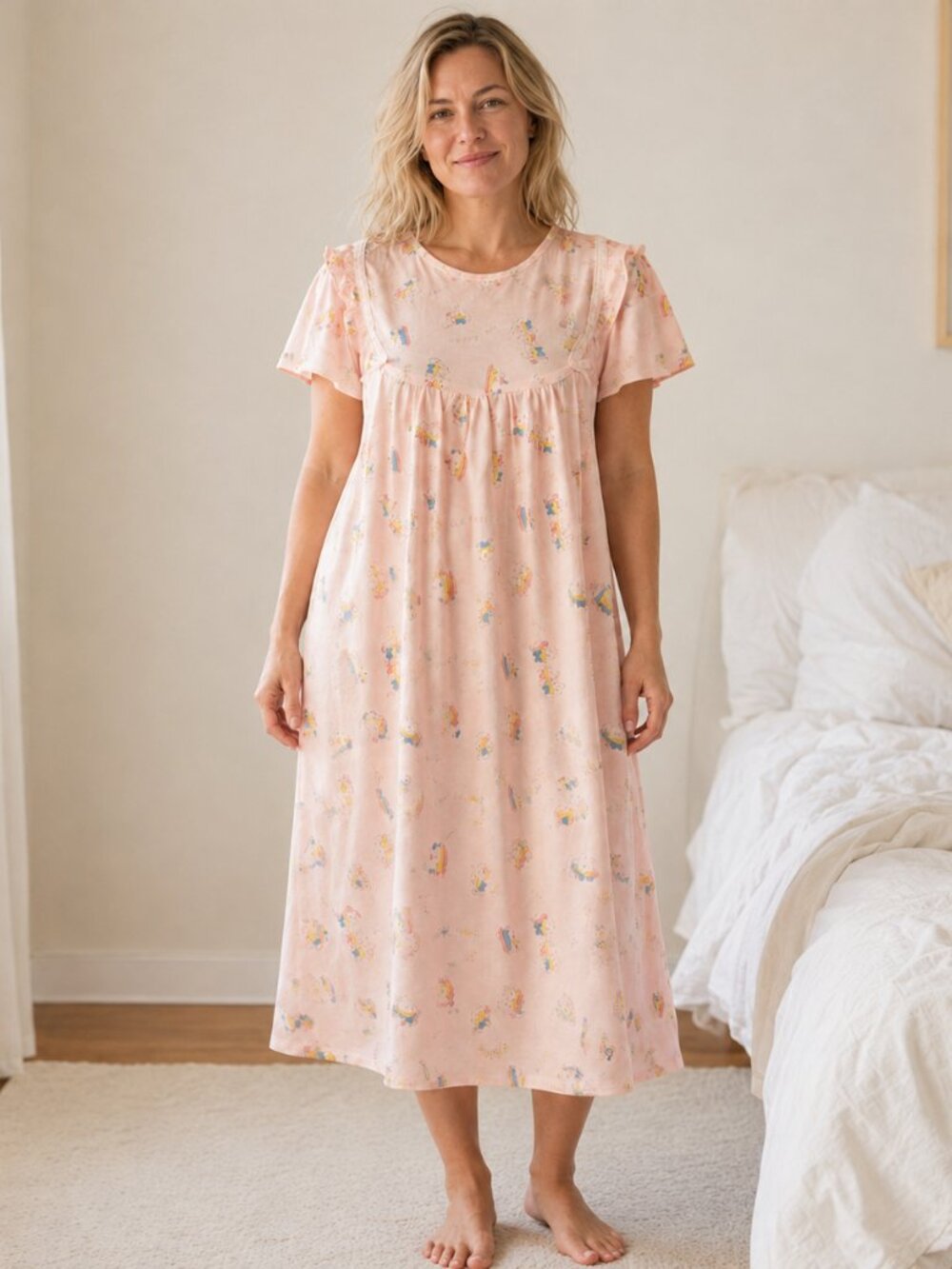 Leona pink duck happy Day night gown NWT  SZ M
